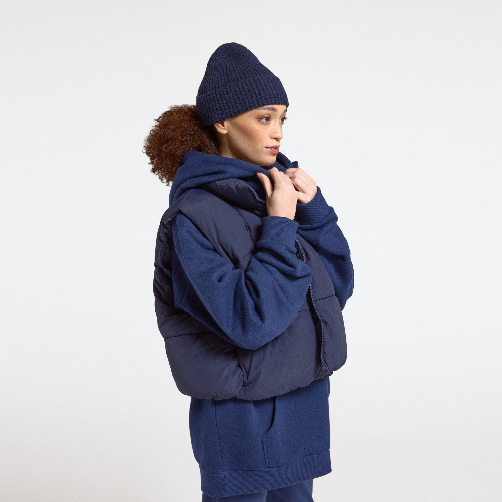 Unisex Merino Blend Hoodie - Deep Navy - Image 6
