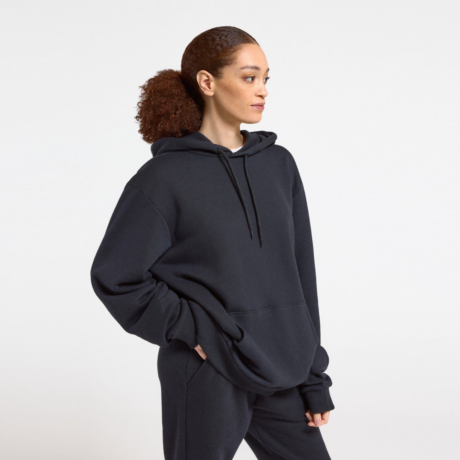 Unisex Merino Blend Hoodie - True Black - Image 2